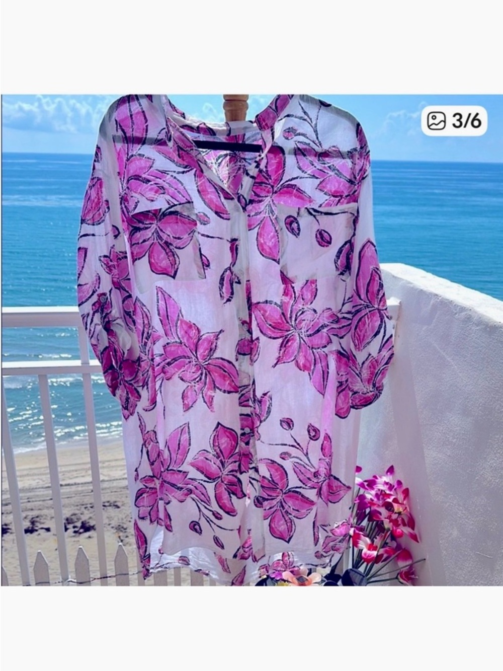 Beach coverup in beautiful pink colors - Picture 2 of 5